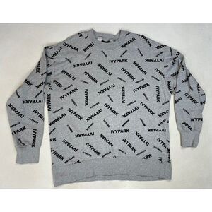 Ivy Park All Over Print Graphic Crewneck Sweatshirt Women Medium Gray